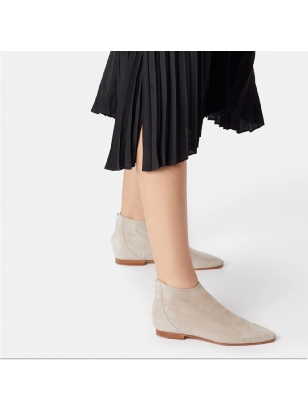 Bells & Becks The Beatricia Beige Suede Ankle Boots Pointed Toe Size 7.5